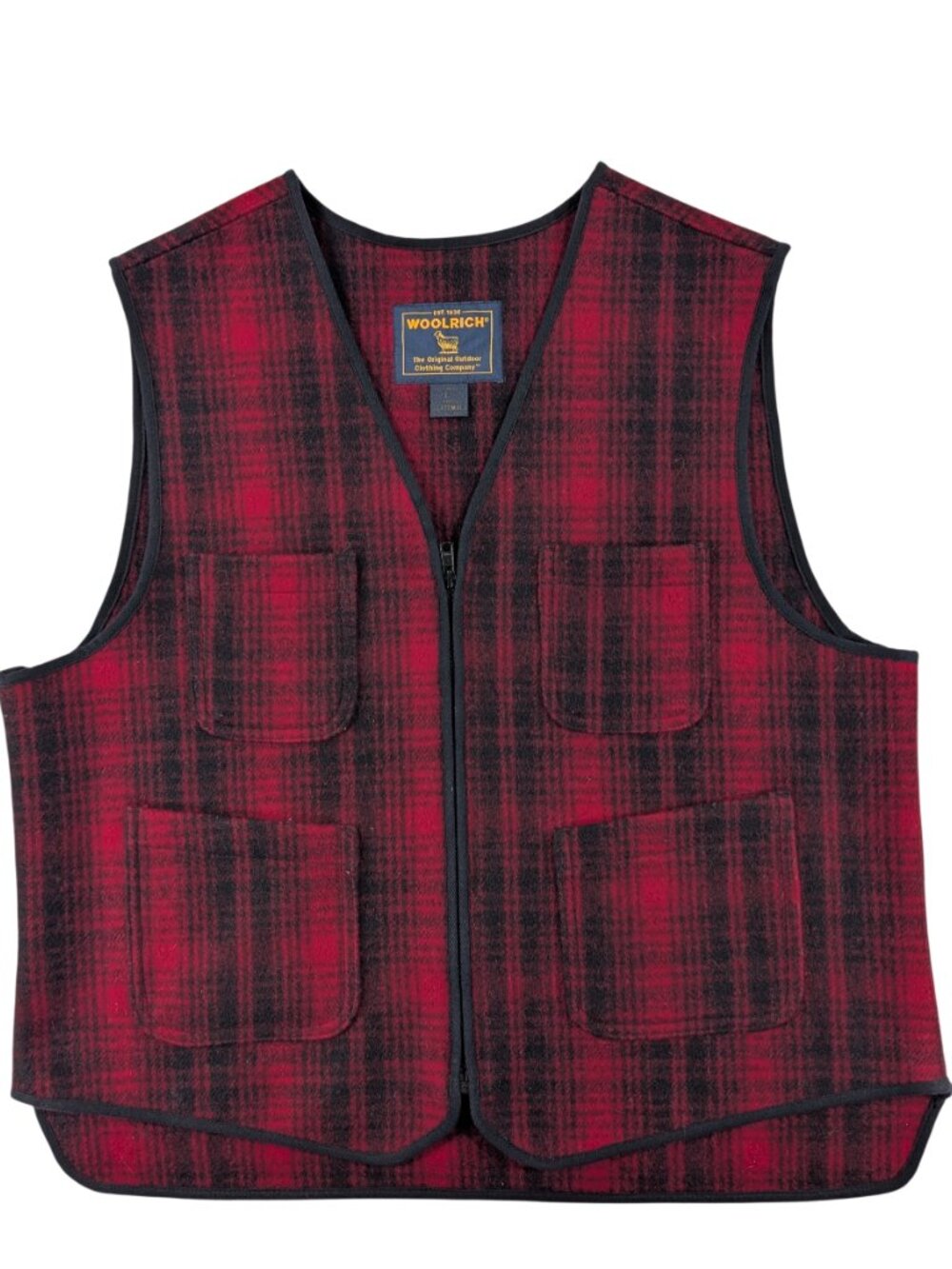 Woolrich Red and Black Plaid Vest Womens Large | VTG Utility Hunting Christmas